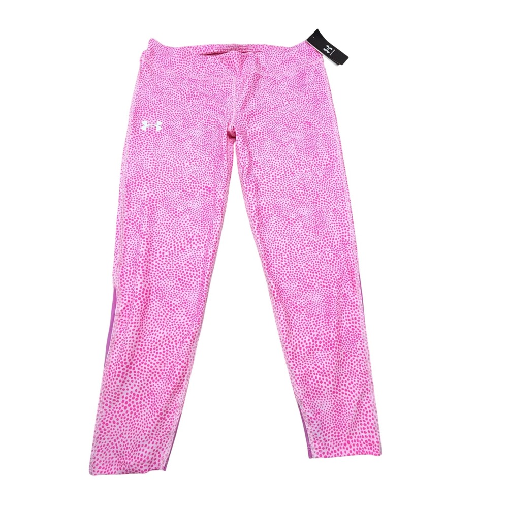 Under Armour Girls Pink Printed Ankle Crop Leggings 1361239-676 Size Large YLG